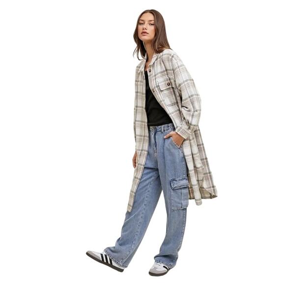 Wishlist Apparel Violet Plaid Shacket Jacket L - Picture 3 of 15